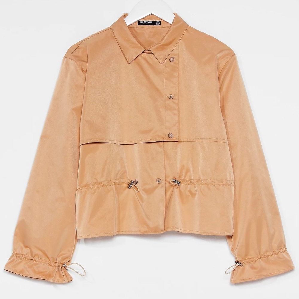 Button Front Cropped Trench Coat